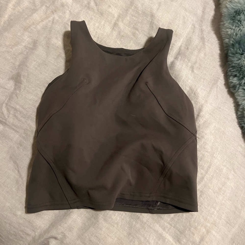 Lulu Lemon size two moss green high neck sports bra